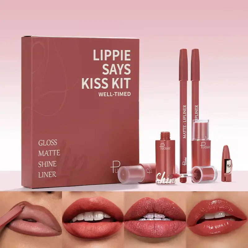 Lipstick and Lip Liner Set Waterproof Creamy Texture Matte Shine Gloss Lipstick Set