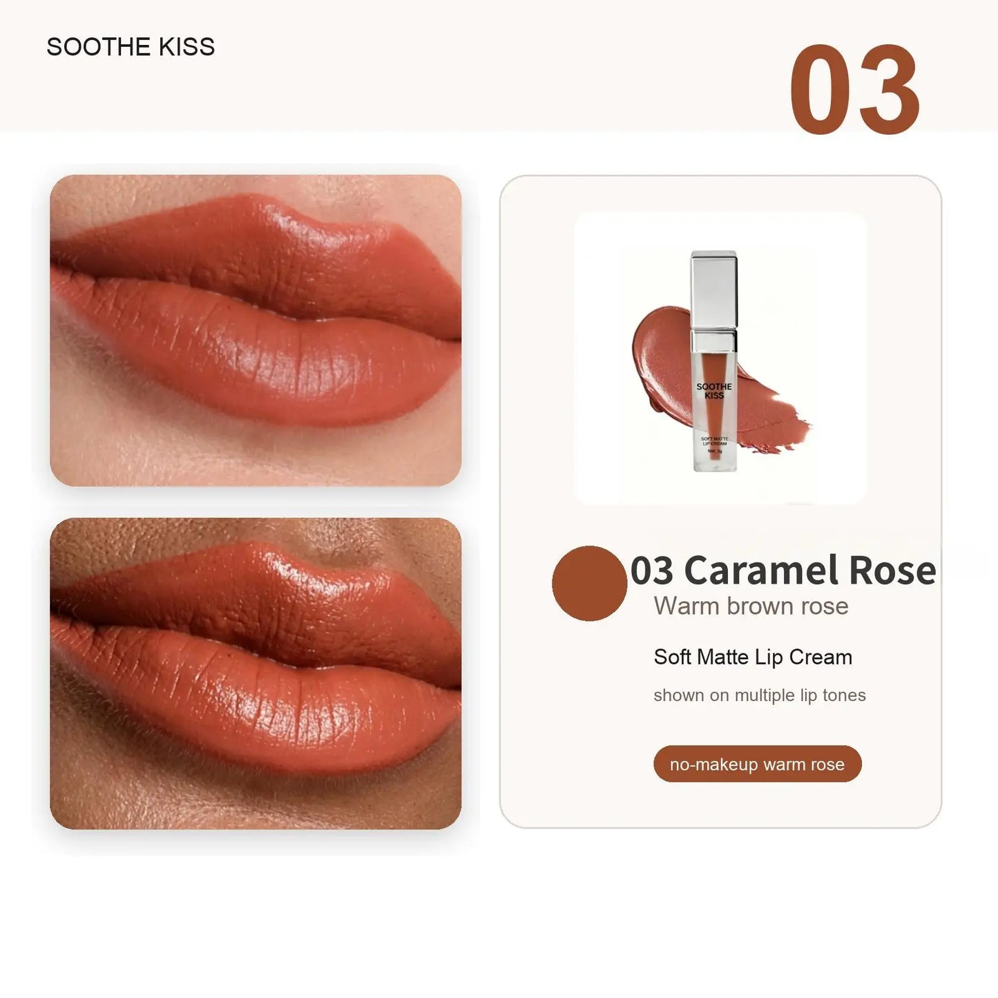 Soothe Kiss Soft Matte Lip Cream - 2-In-1 Long-Lasting Velvet Liquid Cosmetic, Lightweight Smooth Lip & Cheek Blush with Cheek Highlighter, for Adults & All Skin Types (Summer Vibes)
