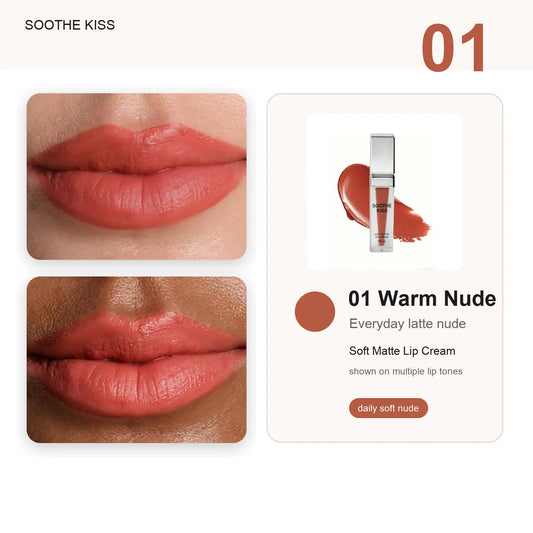 Soothe Kiss Soft Matte Lip Cream - 2-In-1 Long-Lasting Velvet Liquid Cosmetic, Lightweight Smooth Lip & Cheek Blush with Cheek Highlighter, for Adults & All Skin Types (Summer Vibes)