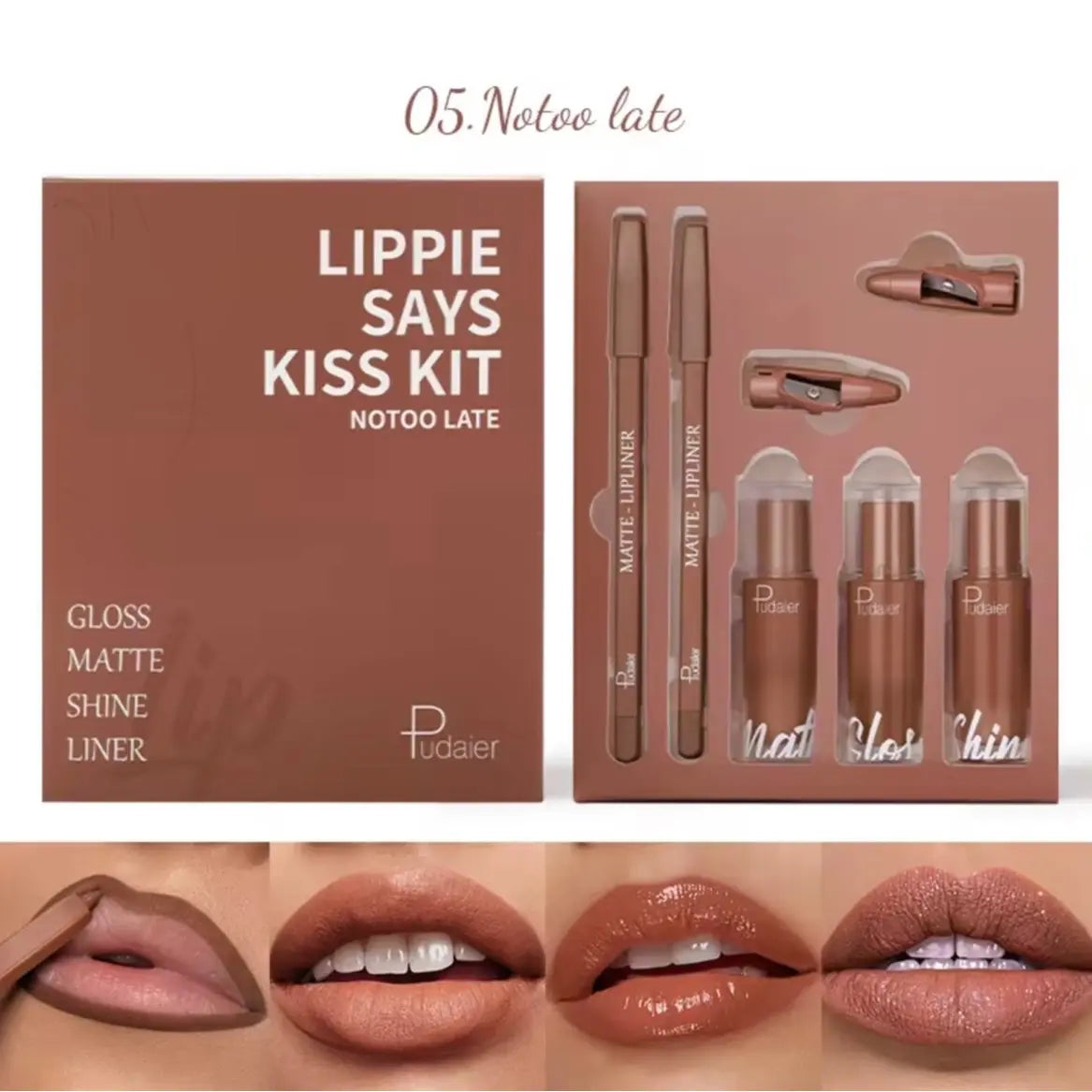 Lipstick and Lip Liner Set Waterproof Creamy Texture Matte Shine Gloss Lipstick Set