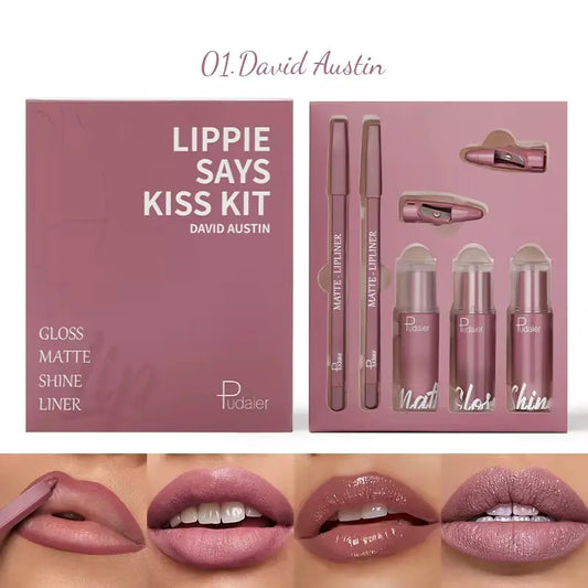 Lipstick and Lip Liner Set Waterproof Creamy Texture Matte Shine Gloss Lipstick Set